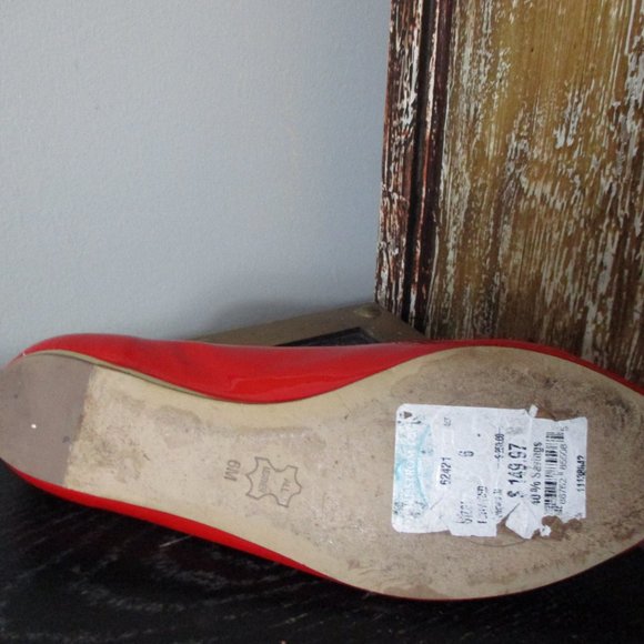 Tory Burch patent leather red peep toe wedge heels - Picture 5 of 5